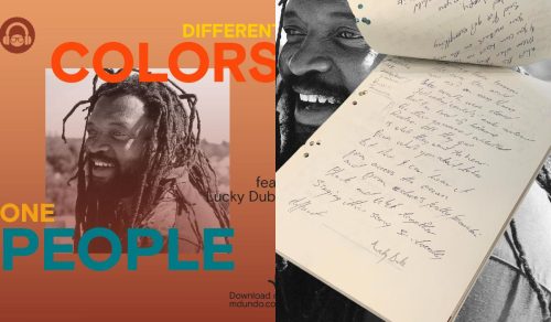 Hand-written lyrics of “Different Colours, One People” from 1993 found in his desk drawer after his passing